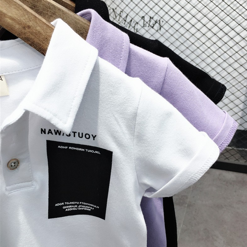 Mãe e crianças polo infantil meninos verão crianças de manga curta camiseta lapela algodão topo tendência do bebê_voghion.com
