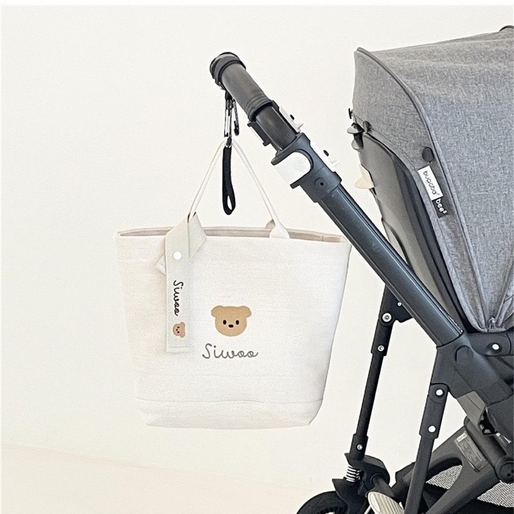 Korean Instagram Mommy Canvas Cartoon Embroidered Lightweight Handbag Fashionable Minimalist Bento Cart Mother and Baby_voghion.com