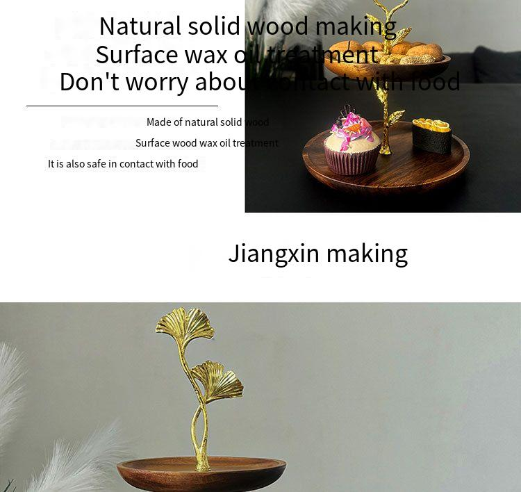 Walnut Solid Wood Double Dried Fruit Tea Cake Tray Dessert Table Multi Layer Rack_voghion.com