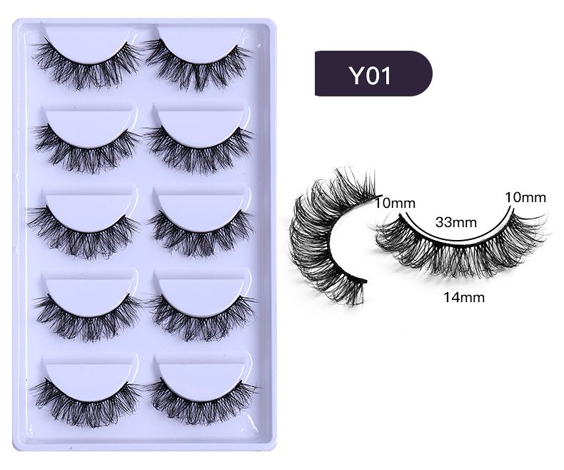 Doppeltes Augenlid, europäische und amerikanische falsche Wimpern, 3D, 5 Paar weiche, gekreuzte Curling-Wimpern_voghion.com