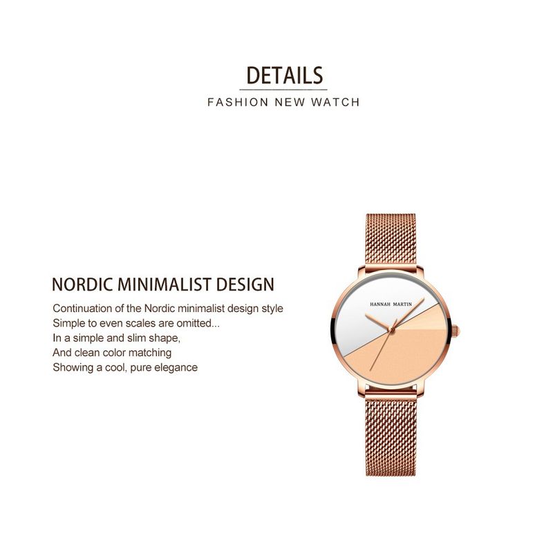 Relógio minimalista feminino com movimento de quartzo japonês, resistente à água, mostrador redondo elegante, pulseira de aço inoxidável, relógio moderno e criativo_voghion.com