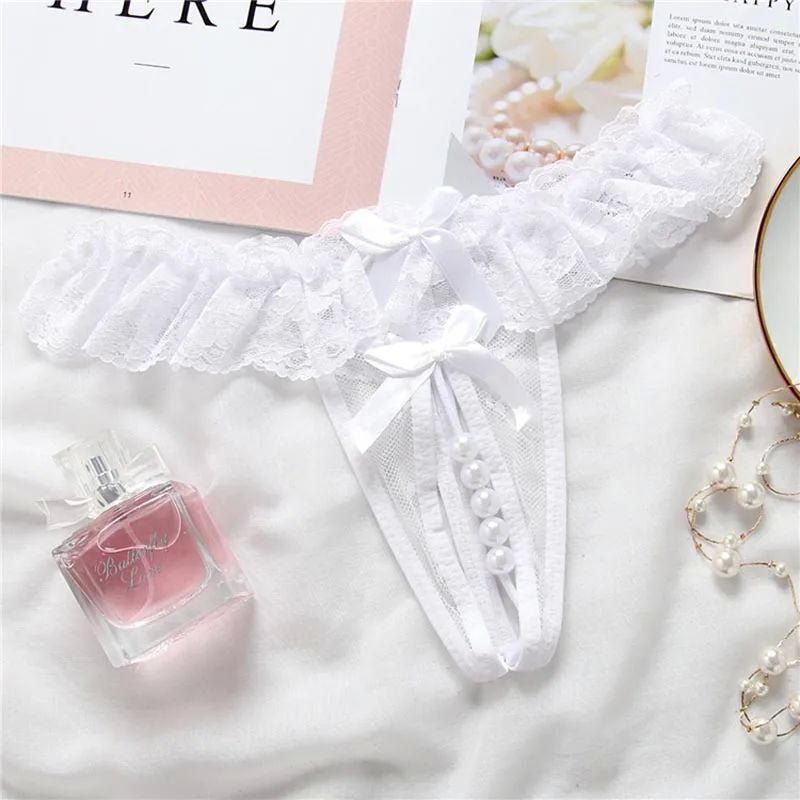 WOMEN'S Underwear Opening Crotch Pearls Thongs G-String Tran_voghion.com