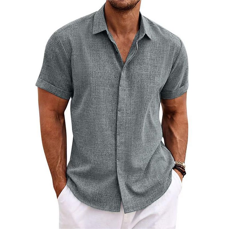 Men's Clothing Men's Linen Short Sleeved T Shirts Loose Undershirt Solid Color Short Sleeved Cotton And Linen Shirts_voghion.com