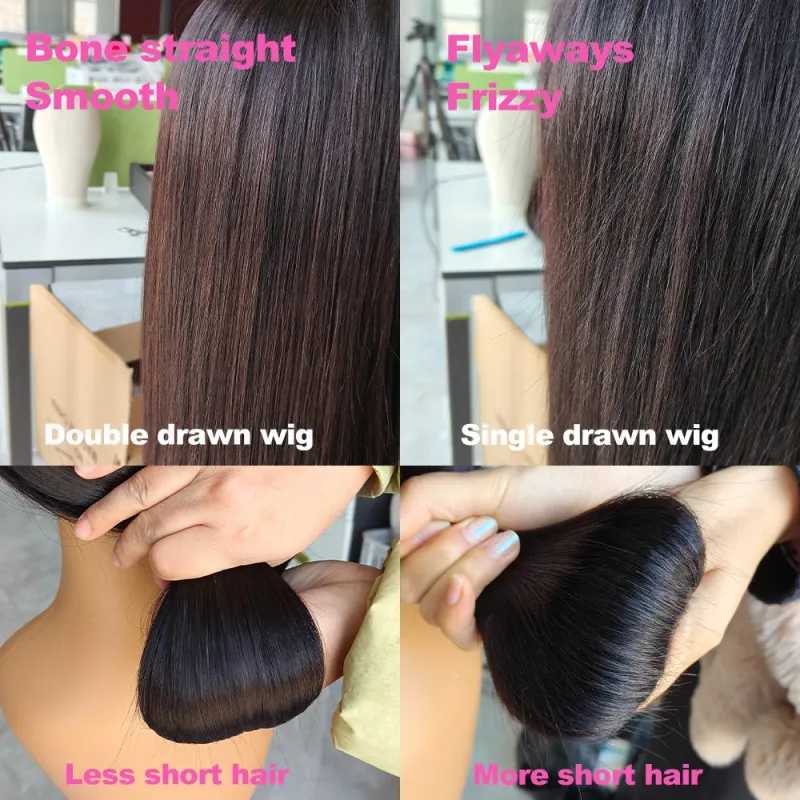 220% Double Drawn Human Hair Wig 4x4 Lace Front Glueless Pre-plucked Raw Vietnamese Straight_voghion.com