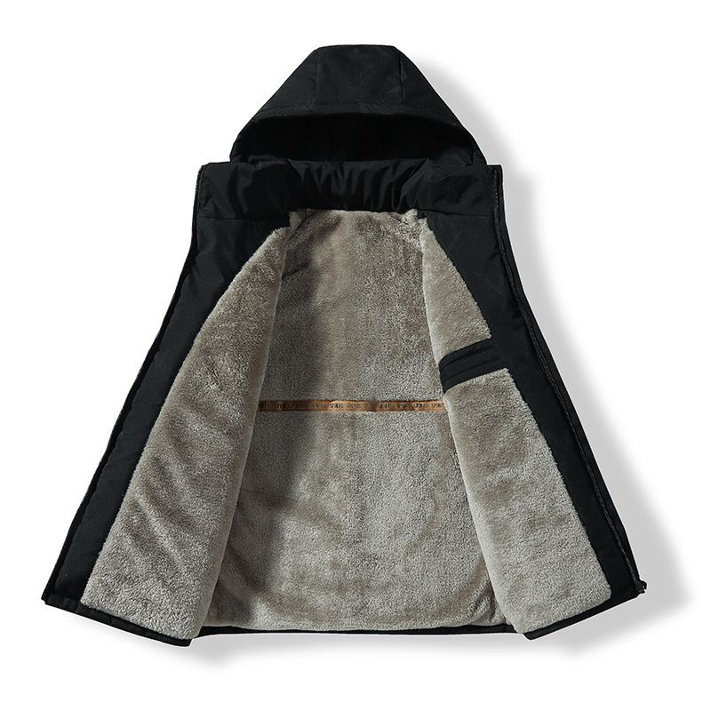 Men's Coat Autumn Fleece Lined Thickened Warm Jacket Winter Windproof Waterproof Cotton Clothing For Men_voghion.com