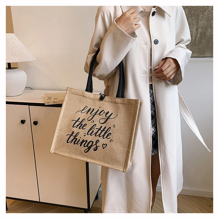 Beach Bag Thickened Large Capacity Linen Underarm Bag Shopping Bag Commuter Tote Bag Premium Casual Hand Bill Shoulder Bag Minimalism_voghion.com