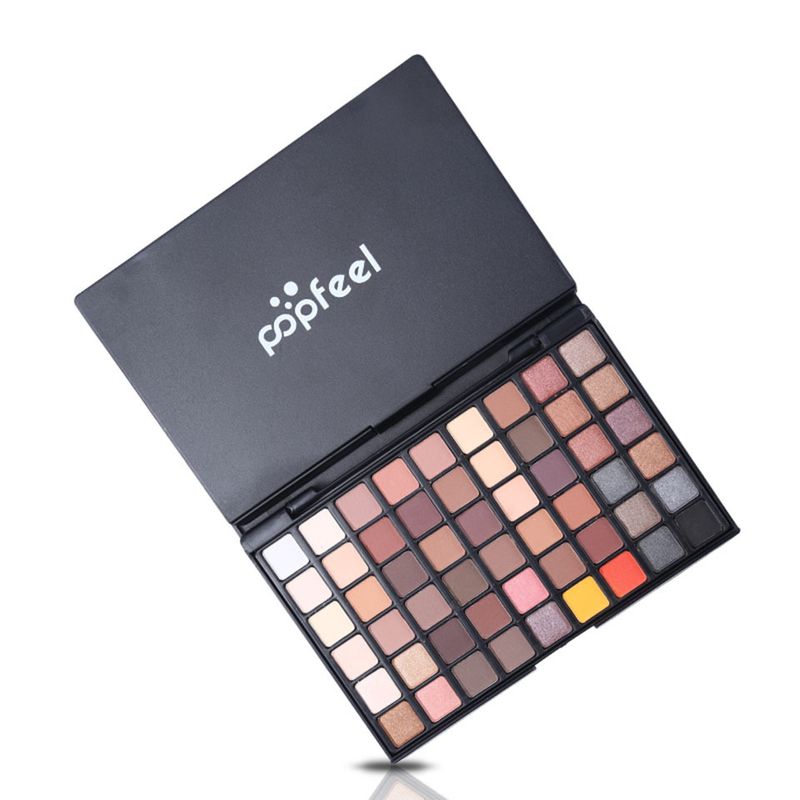 Conjuntos de maquillaje POPFEEL 54 colores de sombras de ojos con pincel para sombras de ojos Maquillaje ahumado mate Paleta de sombras de ojos en tonos tierra Conjunto combinado_voghion.com