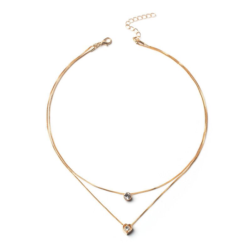 Collar de alta gama con forma de corazón y gota de agua, doble círculo, cadena de clavícula, accesorio único de moda, ligero y de lujo para mujer._voghion.com
