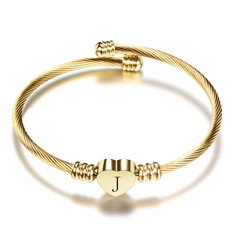 Initial Letter Manchet Armbanden Sier Hart Bangle Armband Voor Vrouwen Engels Alfabet A-Z Meisjes Verjaardag Sieraden_voghion.com