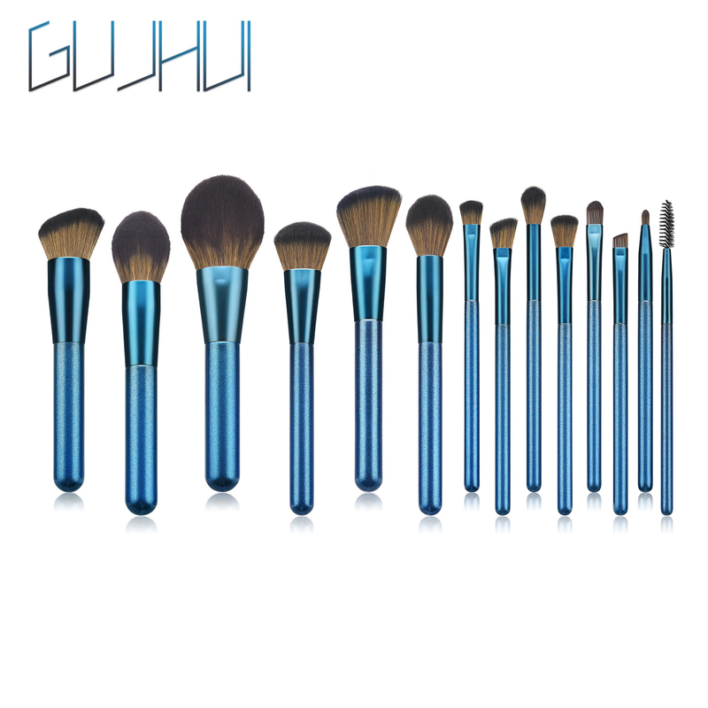 14 pièces ensemble de pinceaux de maquillage bleu saphir Yuncai Blush brosse outils de beauté GUJHUI_voghion.com