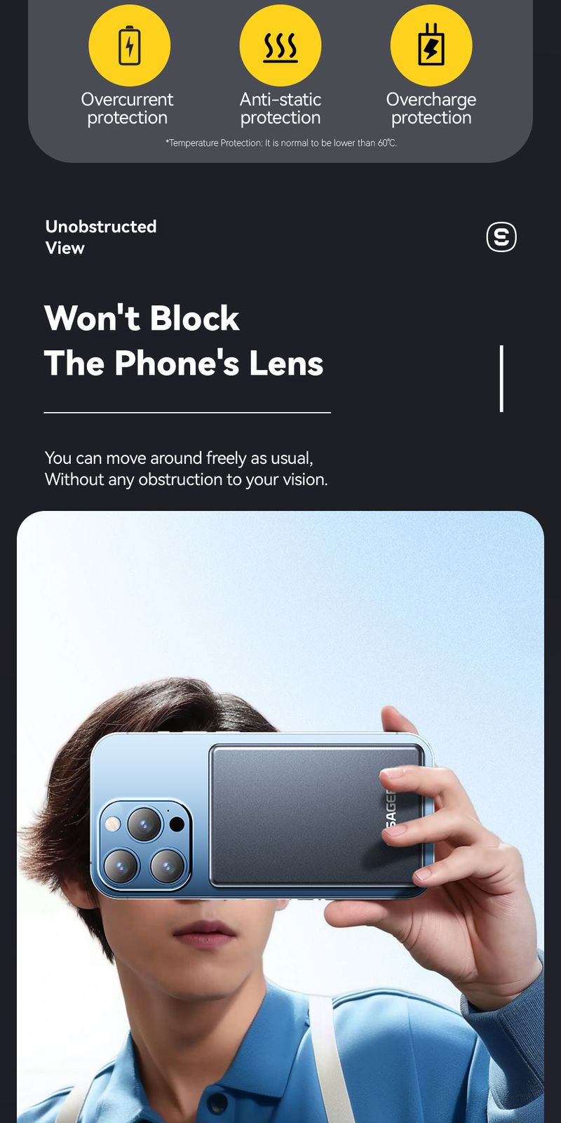 Essager Thin Wireless Power Bank Magnetic 20W 5000mAh Portable Fast Charging External Battery For Mag Safe For IPhone 15_voghion.com