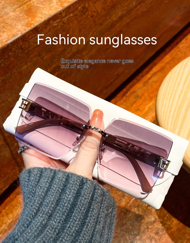 2024 Modische neue getrimmte Sonnenbrille für Damen, duftender Stil, vielseitiger Trend, großer Rahmen, kleines Gesicht, UV-Schutz_voghion.com