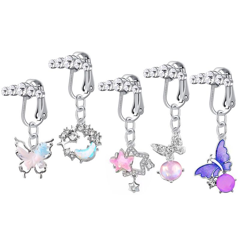 Commercio all'ingrosso di piercing alla luna colorati transfrontalieri, e-commerce, nuovo ciondolo a farfalla europeo e americano, non perforante per l'ombelico_voghion.com