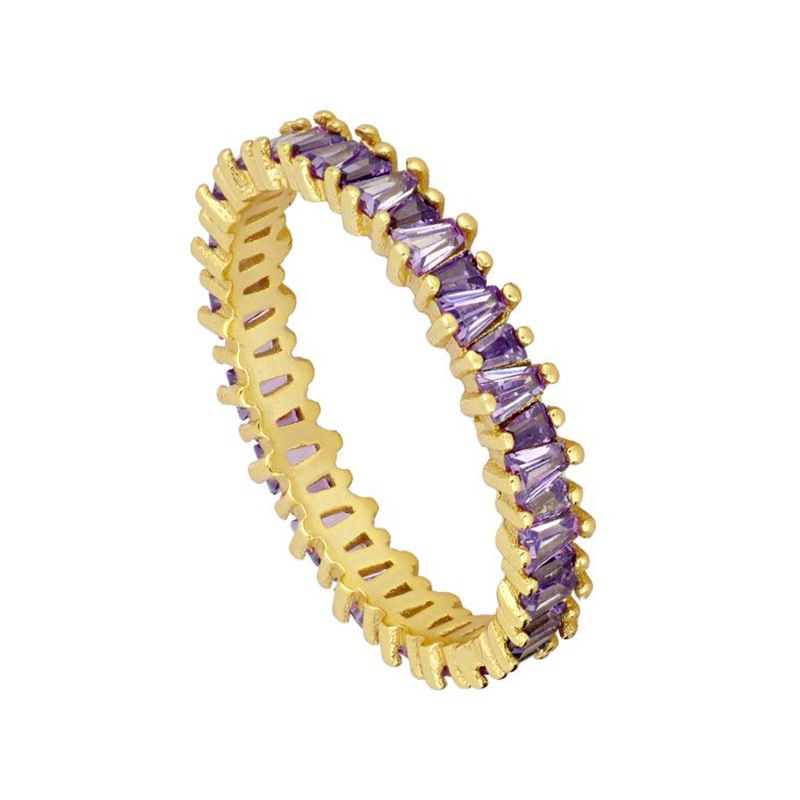 Bague en or plaqué cuivre avec zircons incrustés pour femme, bague de luxe rétro avec diamants colorés_voghion.com