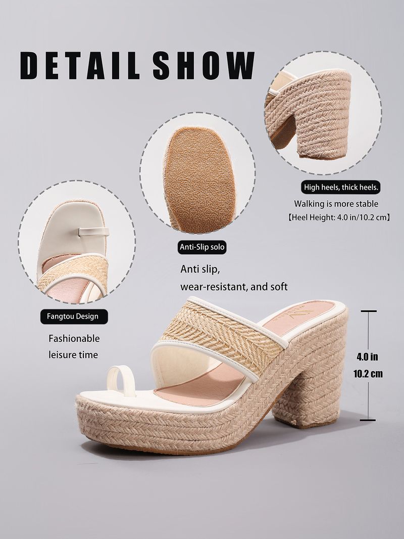 Γυναικεία Παπούτσια με Σχοινί, Χοντρές Σόλες, Σαγιονάρες, Καλοκαιρινές Διακοπές, Αδιάβροχη Πλατφόρμα, Γυναικεία Ψηλοτάκουνα_voghion.com