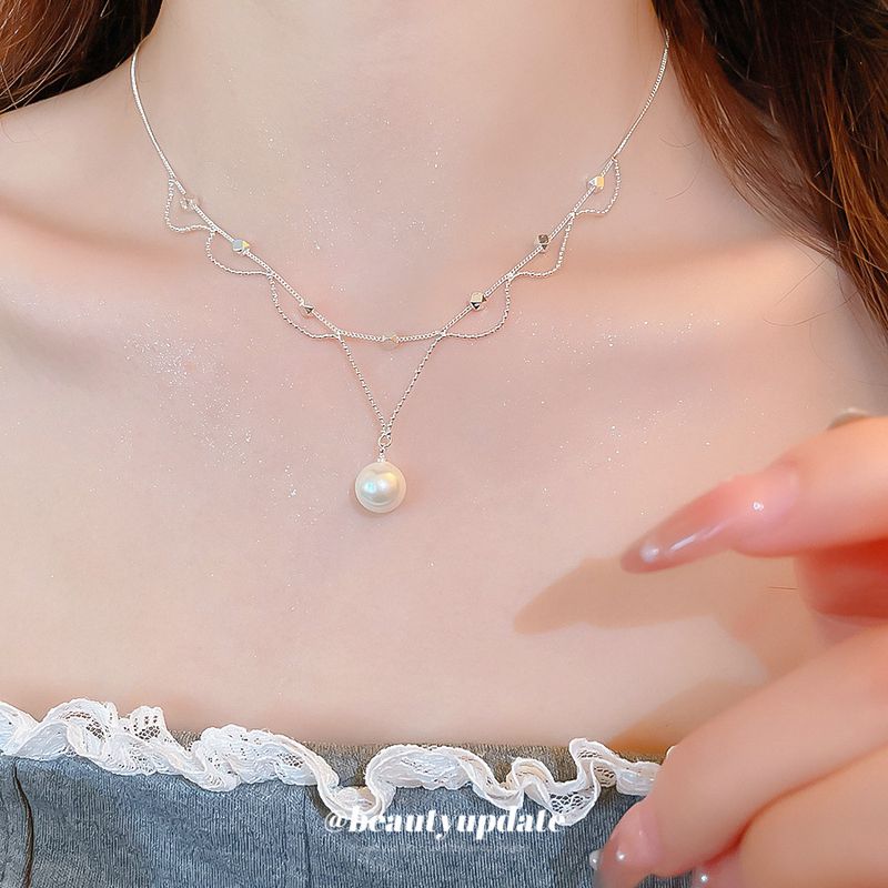 Echt vergoldete Spitze Perlen Pedat Halskette Fashio einfache Nische Collarboe Chai Persoality Vielseitig Choker für_voghion.com