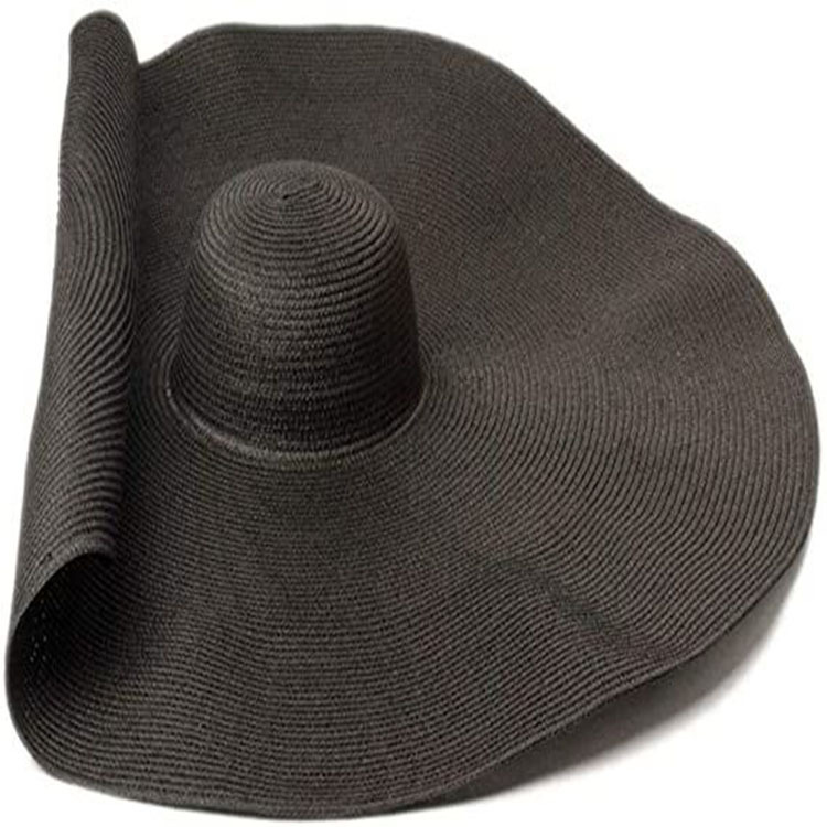 Cappello da spiaggia da donna a tesa larga oversize alla moda in paglia da spiaggia, cappello da sole estivo in morbida pelliccia con bordo arricciato_voghion.com