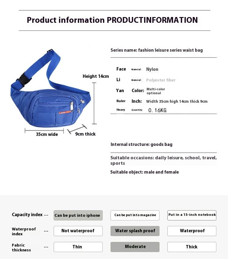 Herr midjeväska arbetsbås kassörväska utomhus vandring cykling bergsklättring mobiltelefonväska diagonal bröstväska_voghion.com