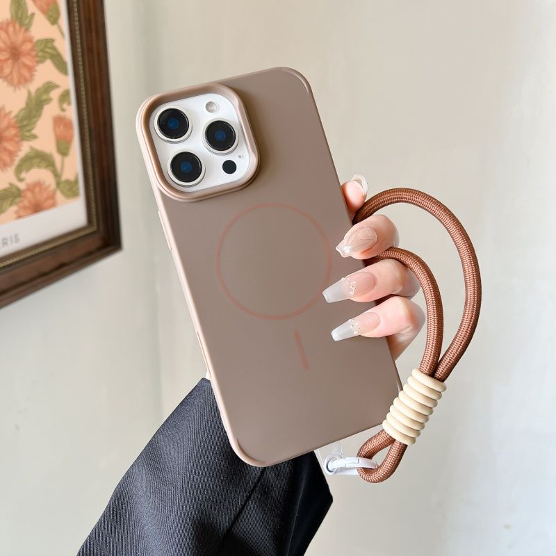 Luxuriöses, kurzes magnetisches kabelloses Ladeetui mit Lanyard für das iPhone 16 15 14 Plus 13 12 Pro Max, stoßfeste PC-Abdeckung_voghion.com