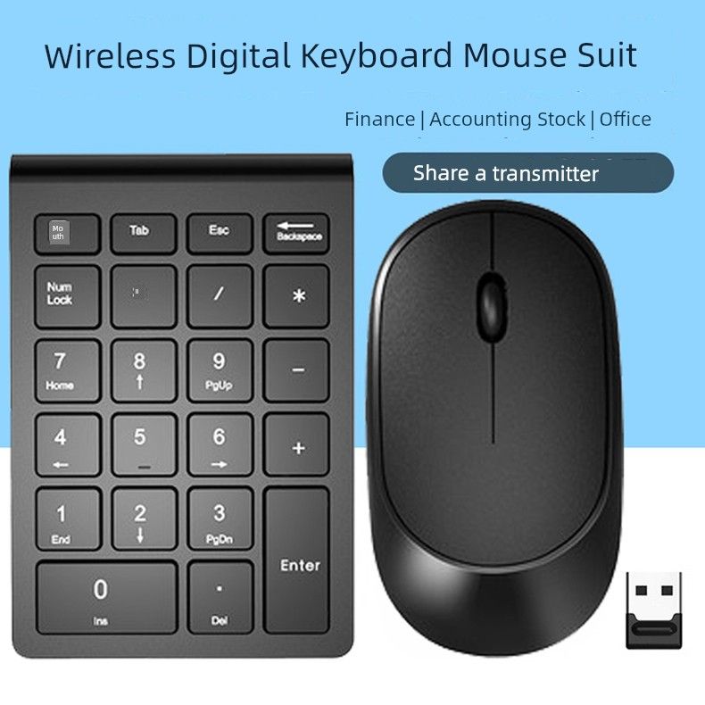 Draadloos toetsenbord Financiële boekhouding Laptop Externe mini geruisloze USB digitale sleutelmuis_voghion.com
