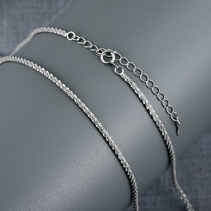 New Sparkling Glitter Plain Bare Chain Silver Necklace Simple Personality Niche Light Luxury Elegant Women's Accessory_voghion.com