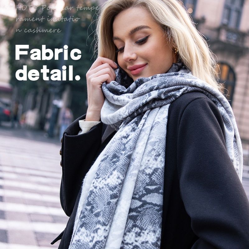New Wind Snake Pattern Cashmere for Women's 2024 Autumn Winter Cold and Neck Protection Scarf_voghion.com