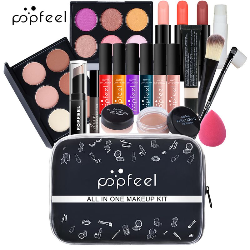 Set di trucco POPFEEL da 20 pezzi, set completo per trucco per principianti, studentesse, feste, luce naturale, distribuzione del trucco_voghion.com