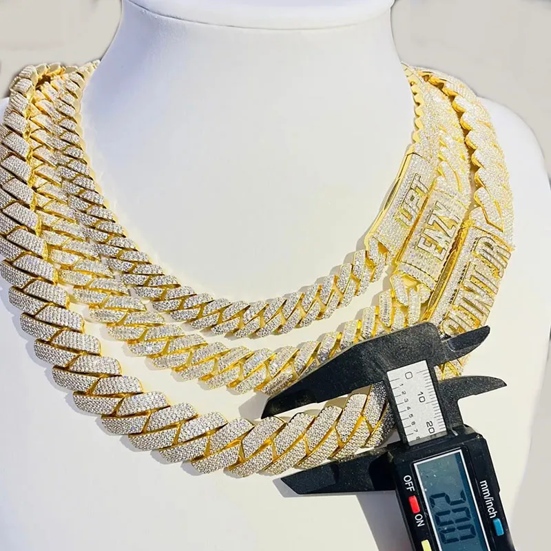 Custom Hip Hop Jewelry Sterling Sier Iced Out VVS Mossanite Cuban Link Chain_voghion.com