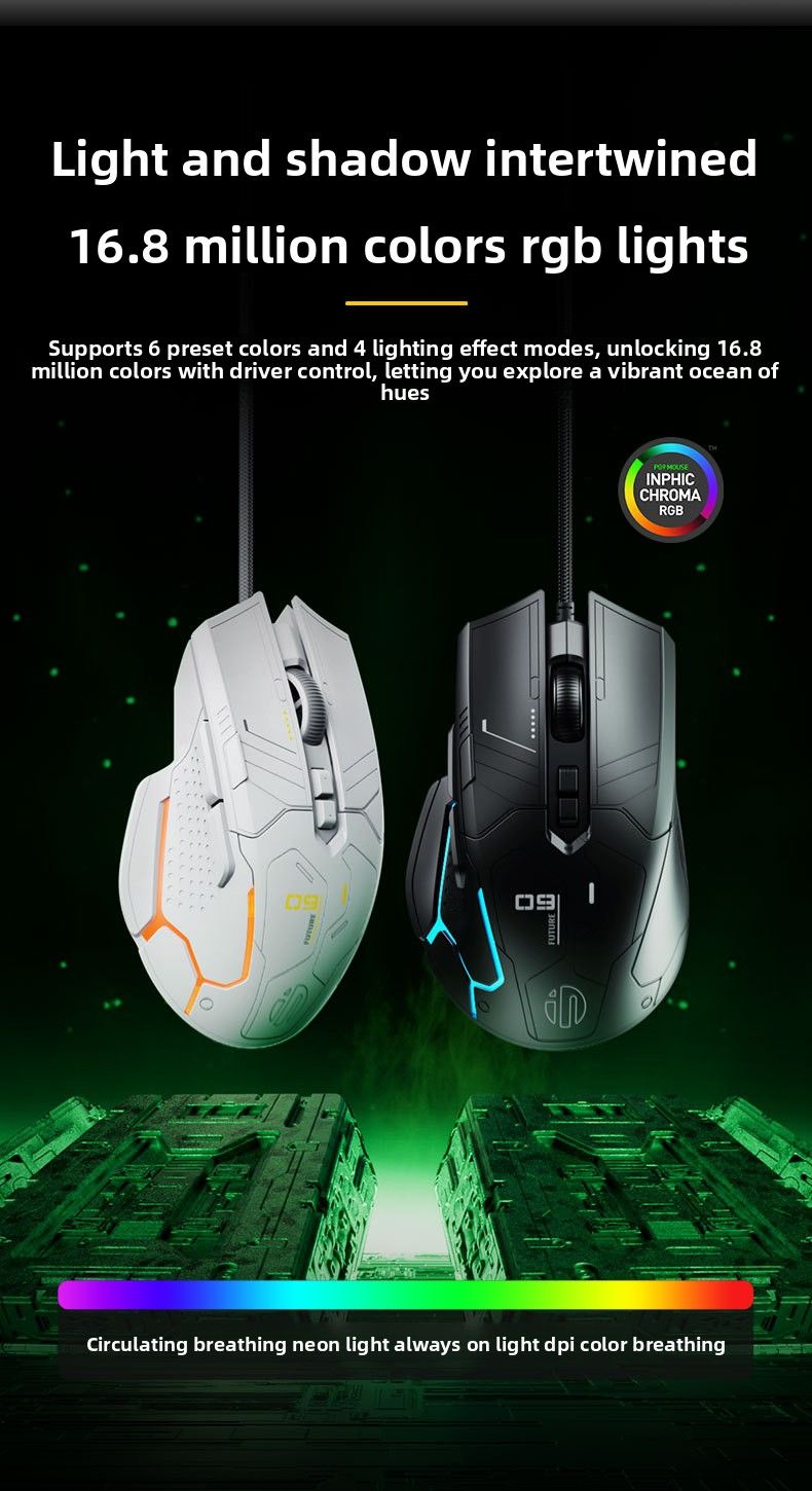 【High Quality】 INPHIC Pg1 Wired Mouse For Gaming RGB Lighting Hardware Macro Pg9 Office Home Use_voghion.com