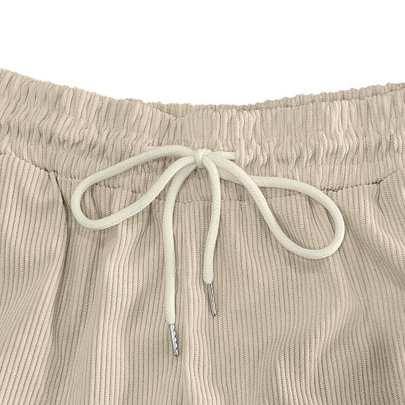 Ensemble 2 pièces pour homme, tenue de travail décontractée en velours côtelé, manches courtes, short et chemise_voghion.com