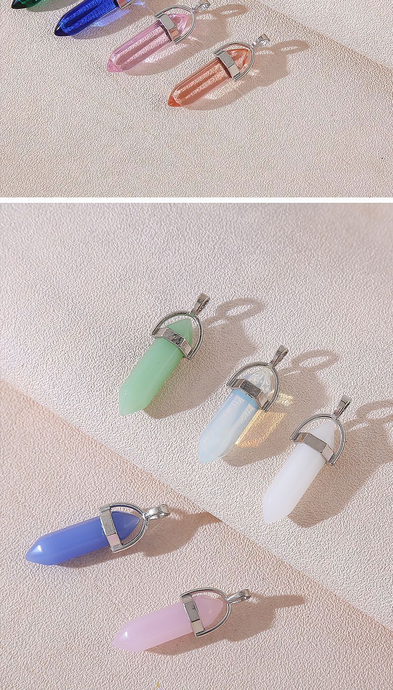 Natural stone pendant amethyst pink crystal hexagonal column pendant double pointed bullet single pendant accessories_voghion.com