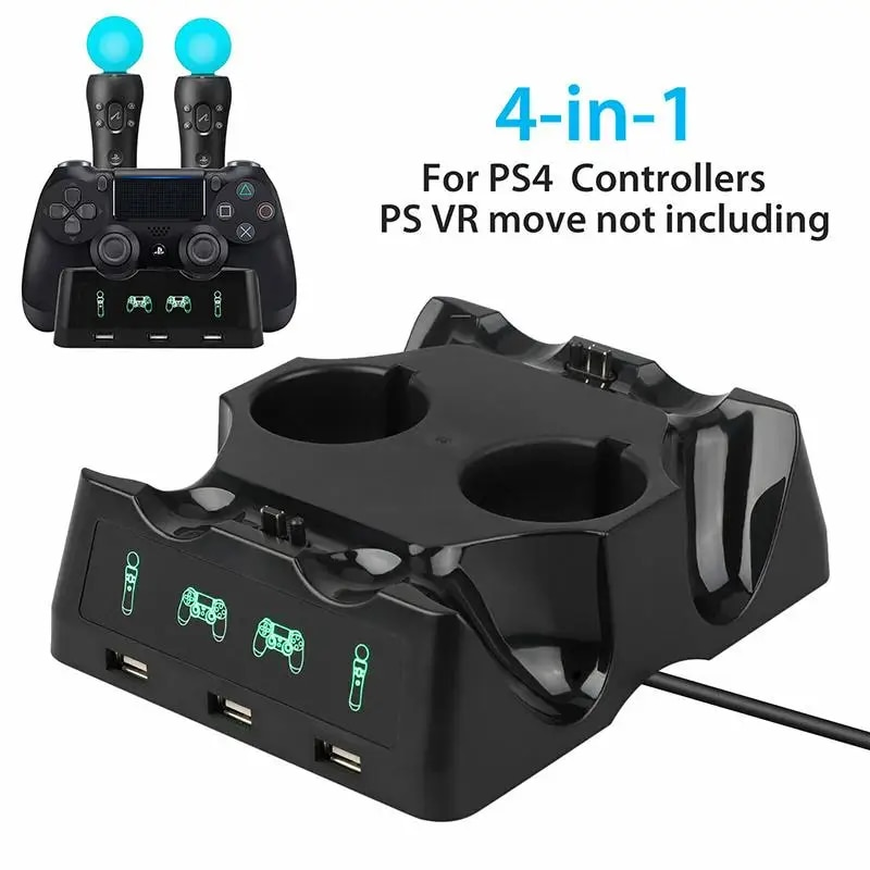 4 in 1 Controller Charger Dock Quick Charging Station Stand for PS4/MOVE/PS4 VR_voghion.com