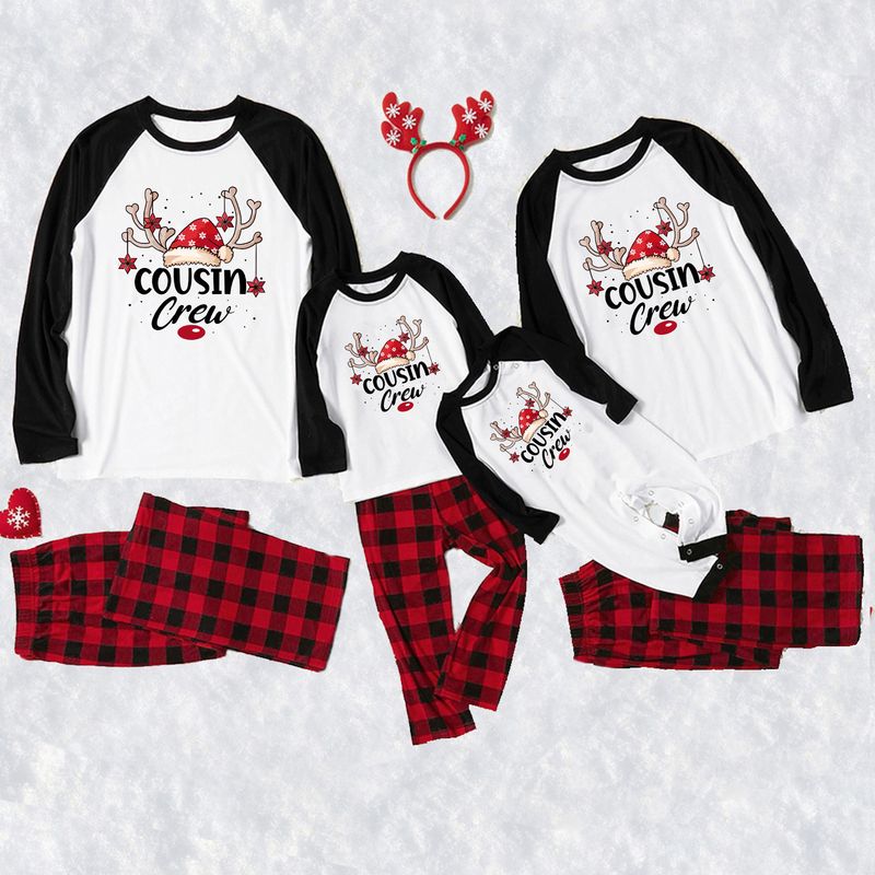 Traje familiar de Navidad, ropa familiar para el hogar, ropa navideña para el hogar, conjunto familiar, ropa para el hogar con estampado de retales a cuadros_voghion.com