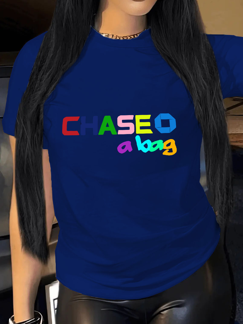 T-shirt a maniche corte in cotone sciolto di grandi dimensioni stampata da donna_voghion.com