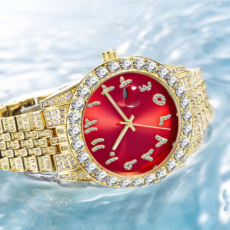 MISSFOX Watch, European And American Hip-hop Hipster Gold High-end Full Diamond Large Dial Calendar Quartz Men's Watch_voghion.com