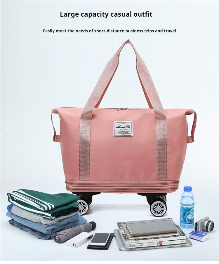 Practical luggage bag, Oxford cloth large capacity expandable swivel wheel bag, business travel bag, dry wet separation travel handbag_voghion.com
