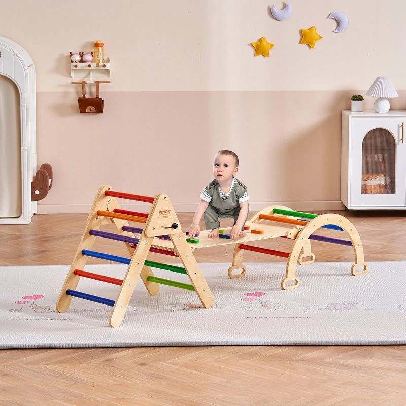 Pikler Set, Montessori In Toys Triangle, Toddler With Ramp, Climbing And Climbing Set 5 Arch, 1 Triangle Playground, Indoor Me_voghion.com