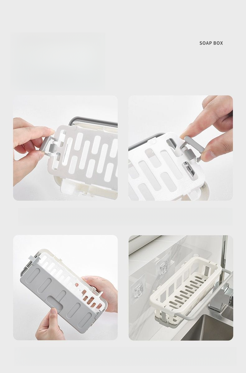 Kitchen Storage No-Drill Wall-Mounted Miscellaneous Organizer Multi-Functional Draining Spice Rack Sink Artifact_voghion.com