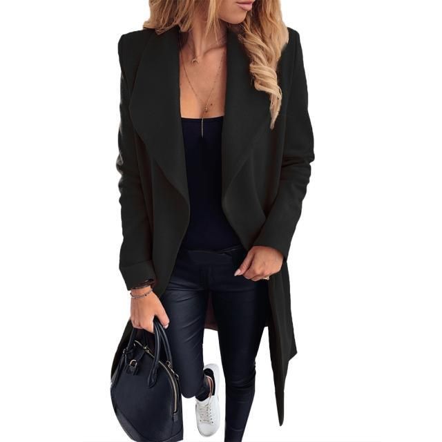 Women's Clothing Autumn And Winter Models 6 Colors Loose Large Size Solid Color Casual Suit Collar Long Sleeve Woolen Coat_voghion.com