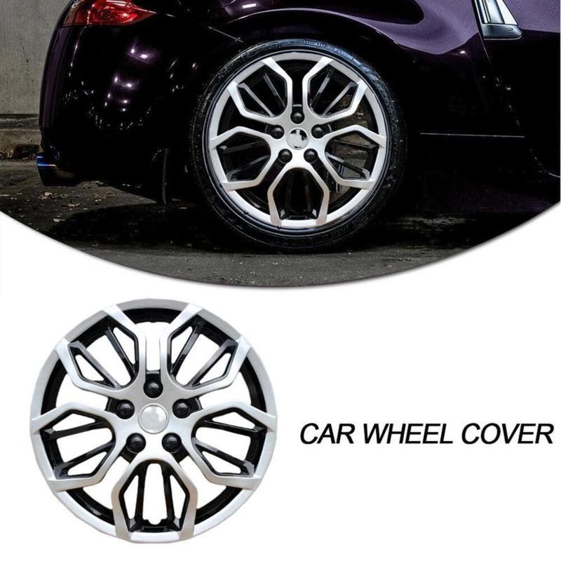 15 Inch Universele Zilveren Zwarte Afdekking Wielnaaf Onderdelen Autodecoratie_voghion.com
