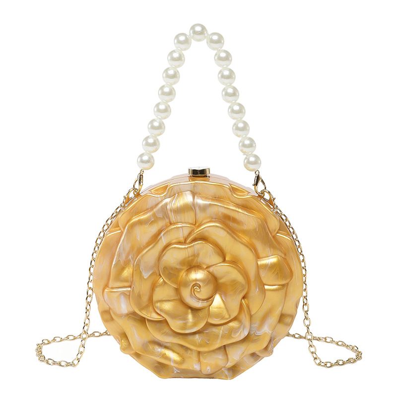 Abend-Clutch mit Blume, runde Scheibe, trendige Mode, einzelne Schulter, Umhängetasche, neue Nischen-Design-Tasche für Frauen_voghion.com