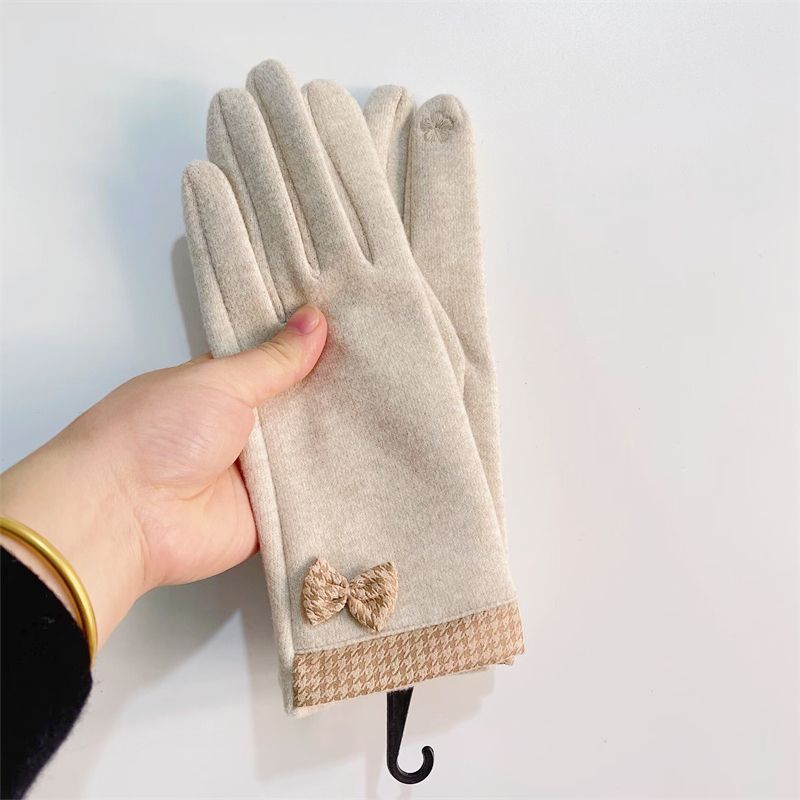 Cashmere gloves for women to keep warm cool in winter, simple cycling windproof, Korean version cute and versatile,_voghion.com