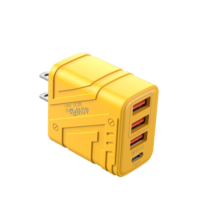 syct Mecha Style Phone Multi-Port Charger USB Fast Three U Android 5V3A Charging Head Type-C_voghion.com