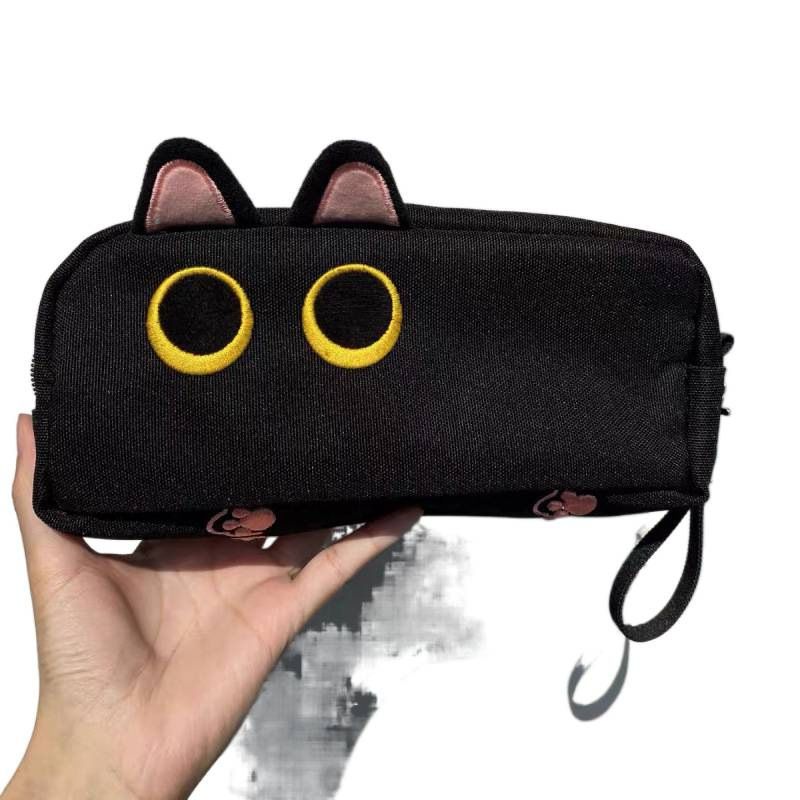 Women's Jewelry Cute Cat Case Simple Style Double Layer Large Capacity Elementary Middle High School Student Stationery Storage Bag_voghion.com