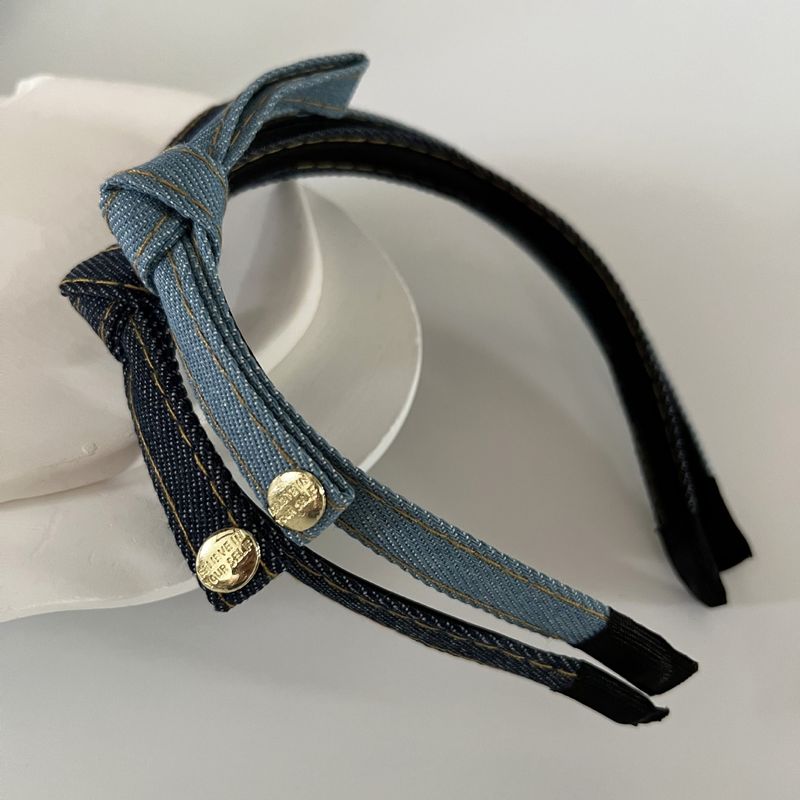 Cerchietto per capelli con fiocco in denim standard, nuovo stile, semplice, di nicchia, di alta qualità, con senso di pressione_voghion.com