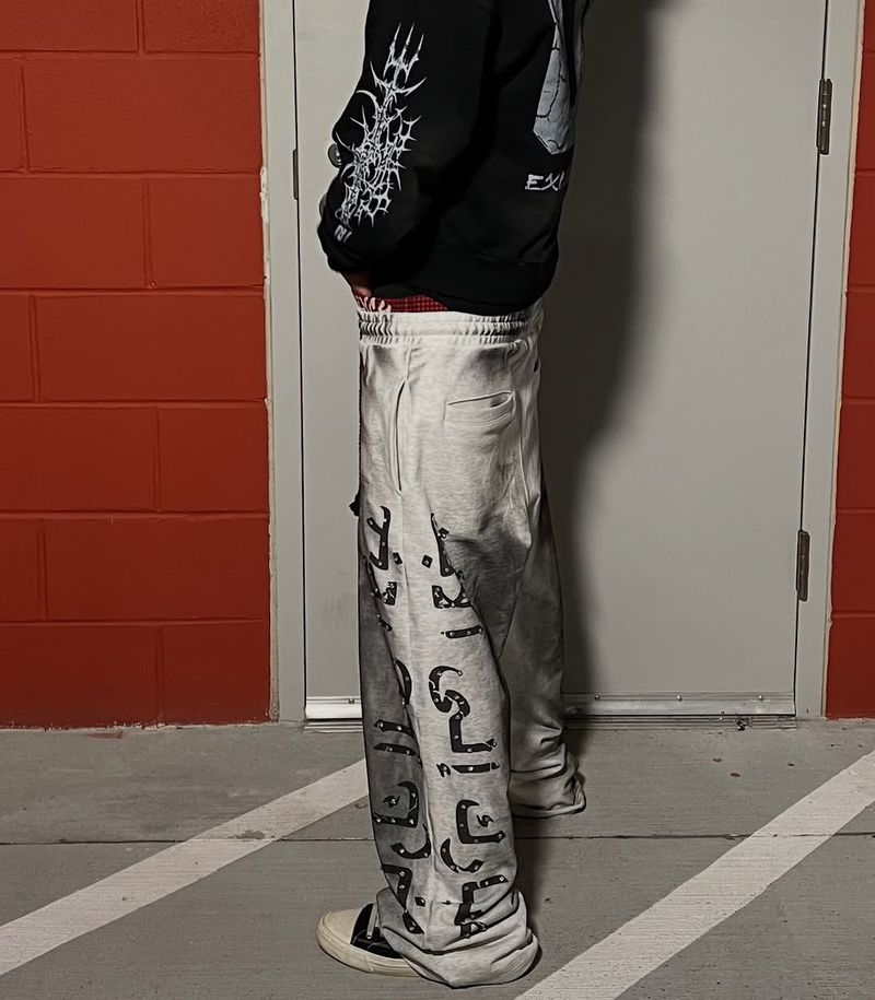 Spodnie unisex w stylu retro streetwear – joggersy z wysokim stanem i prostymi nogawkami, z nadrukiem graficznym, czarno-białe, rozmiar S-4XL dla mężczyzn i kobiet_voghion.com