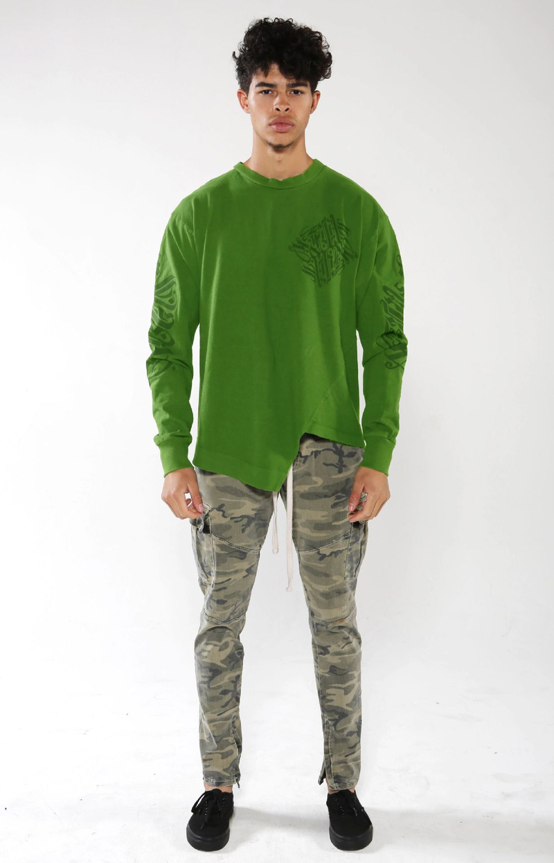 Muscle Fitness Brother New Men's Spring and Autumn Sports Leisure Irregular Hem Cotton Loose Long Sleeve T-shirt_voghion.com