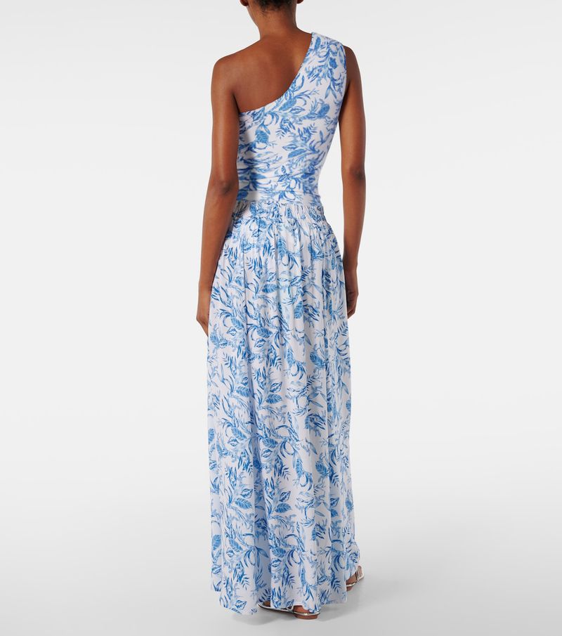 Maillot de bain une pièce bleu à fleurs pour femme – Design frais aux épaules, style européen et américain_voghion.com