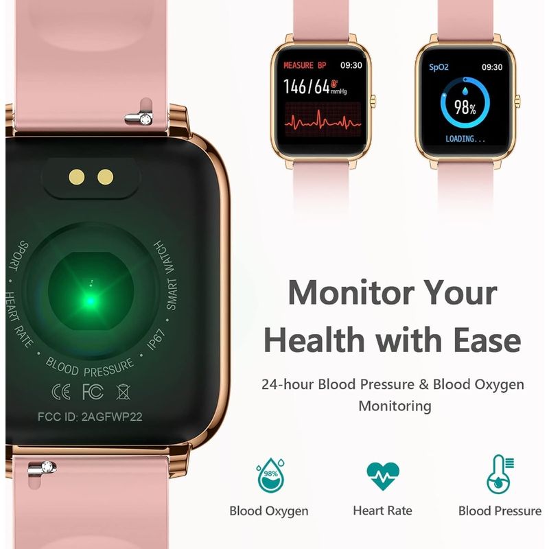 Smart Watch Fitness Tracker With Heart Rate Monitor Blood Pressure Blood Oxygen Tracking 1.4 Inch Touch Screen Smartwatch Fitne_voghion.com