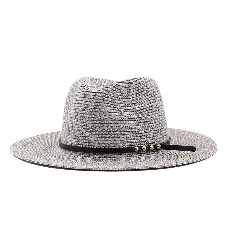 Hot Sale Summer new adjustable straw for men and women Fedora sun beach khaki jazz hat_voghion.com